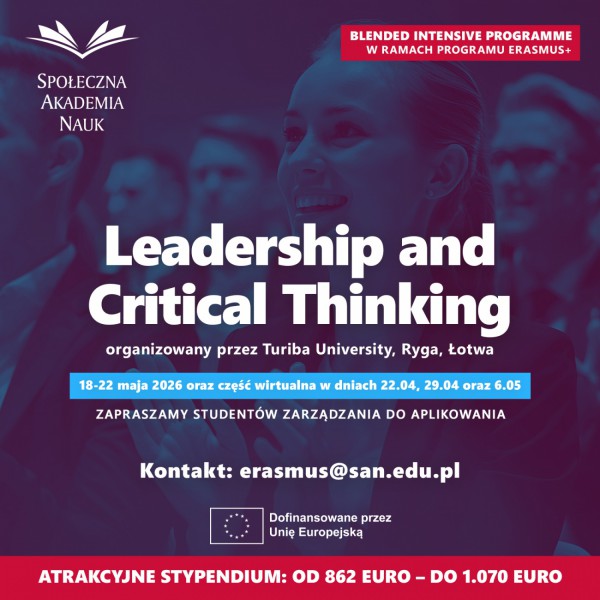 Rekrutacja do BIP „Leadership and Critical Thinking” w Turiba University – zgłoszenia do 17 grudnia 2025 r.
