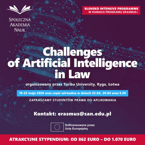 Rekrutacja do BIP „Challenges of Artificial Intelligence in Law” w Turiba University